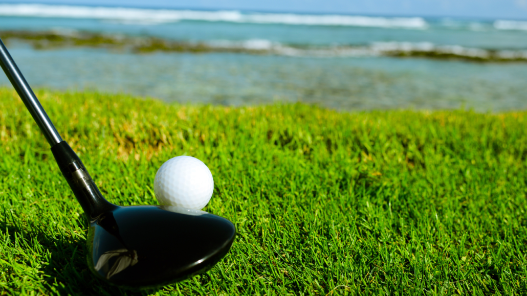 practicing golf
